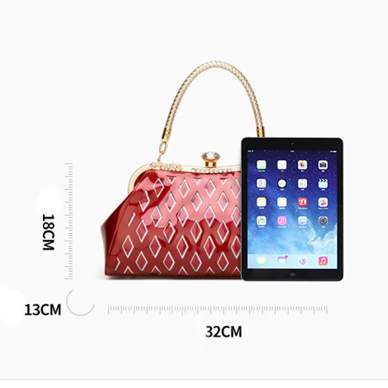 Mododiino Patent Leather Handbag Women Shoulder Bag Crossbody Bag Diamond Shell Bag Ladies Evening Bag Luxury Handbag DNV1154