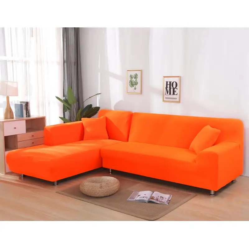 

1 PCS Solid Color Elastic Sofa Cover Spandex Modern Polyester Corner Sofa Couch Slipcover Chair Protector Living Room 4 Seater