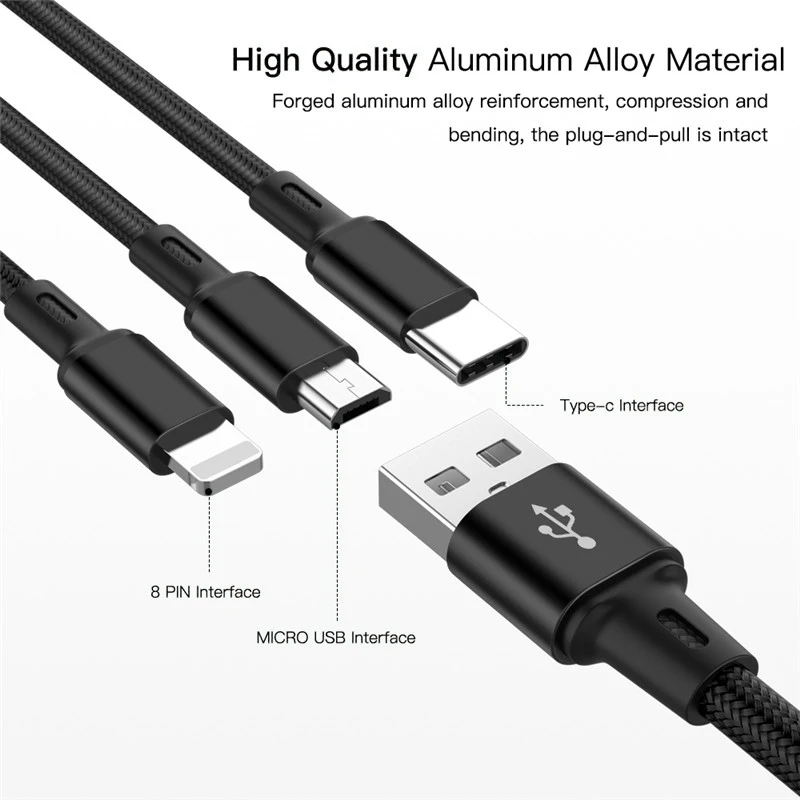 Кабели для мобильных телефонов 3 в 1 Micro USB кабель usb type C кабель type-C Зарядка для samsung S9 Xiaomi huawei USB осветительный провод