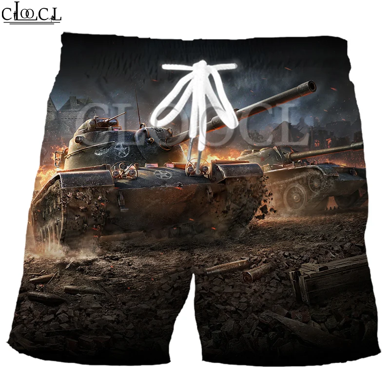 Pantalones cortos de deporte de ocio Hip Hop para la playa con estampado 3D del mundo de los tanques de CLOOCL