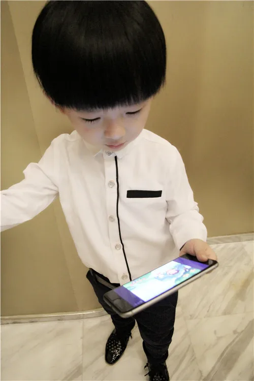 Childrenswear BOY'S Shirt Pure Cotton New Style Spring And Autumn Korean-style Long Sleeve CHILDREN'S Shirt Winter plus Vel