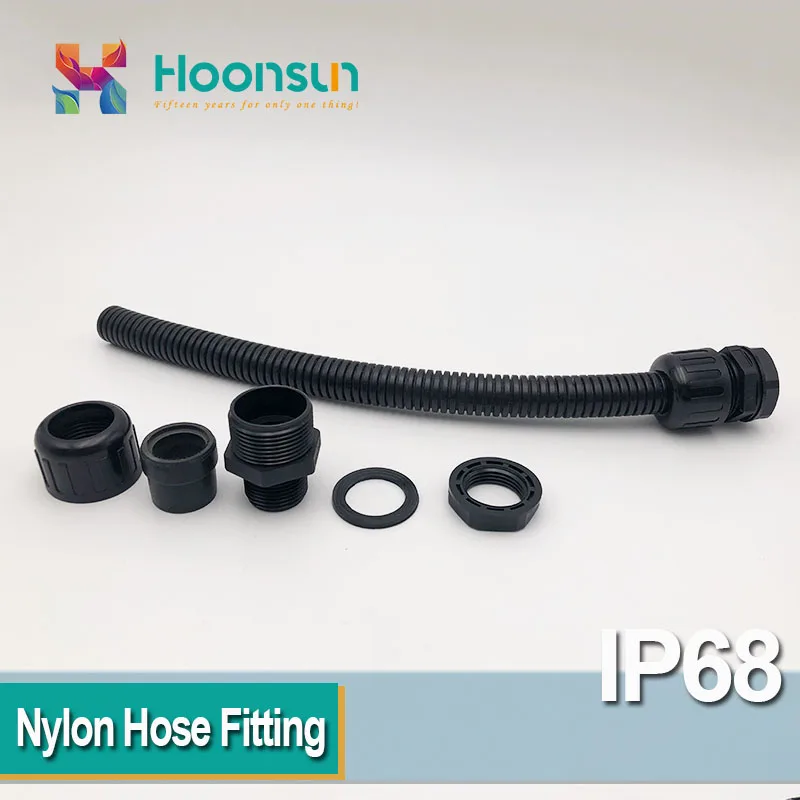 10 pcs PG16 AD15.8 AD18.5 AD21.2 Nylon Hose Fitting Connector for Flexible Corrugated Pipe Waterproof Cable Gland IP68