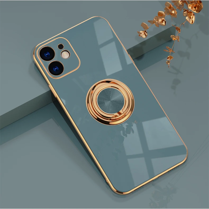 best case for iphone 12 pro Case For iPhone 11 12 13 Pro Max Case For iPhone 11 Pro Max Cases for iphone 11Pro cover New Square Plating Silicone Ring Holder case for iphone 12 pro