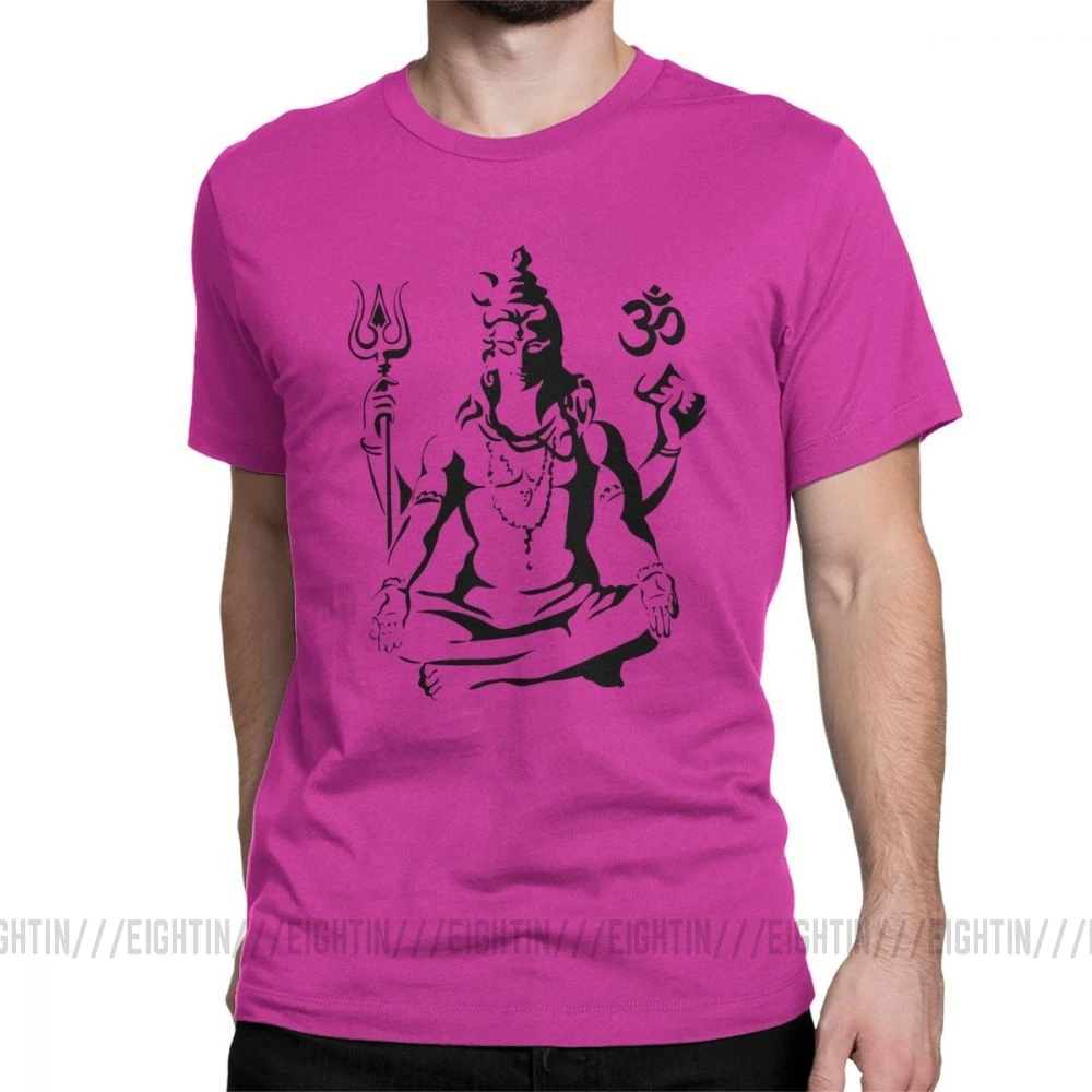 Лорд Шива эскиз футболки мужские короткий рукав стильная футболка Crewneck хлопковая одежда дорожная футболка - Цвет: Fuchusia