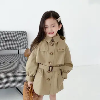 

Kid's fashion long coat Spring belt jacket