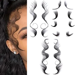 7 Styles Hair Edges Tattoo Sticker Baby Hair Pony Tail Styles Temporary Tattoo Sticker Template Sleek Edges Bangs Tattoo Sticker