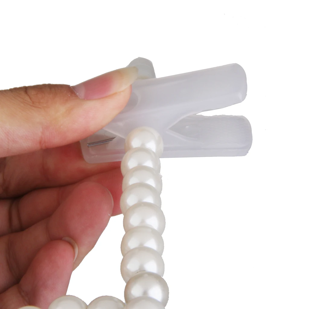 White Pearl Clothes Trouser Hangers Hook W/Clips for Children Kids Plastic Pearl Bow Clothes Hangers 3
