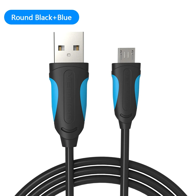 Full Black Vention Micro USB кабель 2A Быстрая зарядка USB кабель для передачи данных для samsung Xiaomi LG планшета Android мобильного телефона usb зарядный шнур - Цвет: Full Black