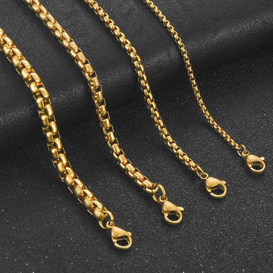 Fashion 2-5mm Mens Box Chain Stainless Steel Necklace For Women Pendant Necklace Jewelry Gift Statement
