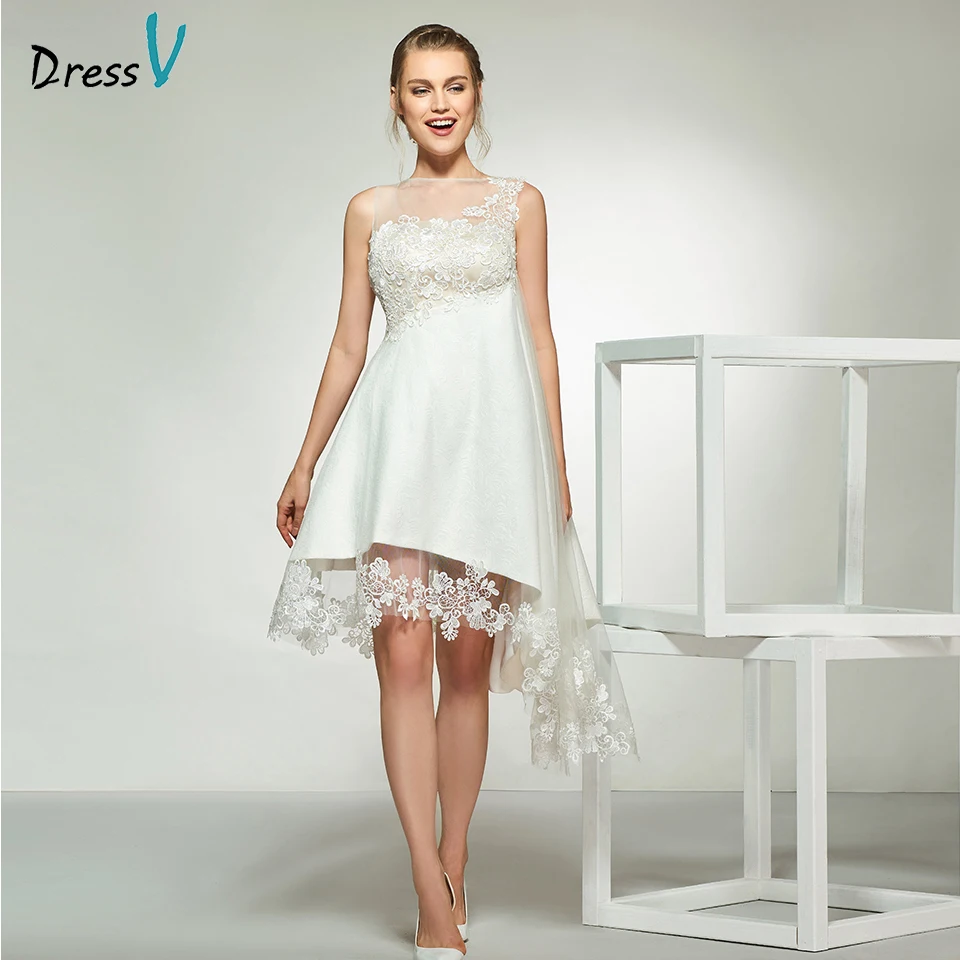 Dressv Элегантное свадебное платье цвета слоновой кости с круглым вырезом и