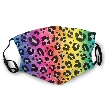 

Rainbow Leopard Double-sided printed dustproof and windproof mask, can be cleaned and reused, suitable for outdoor sports