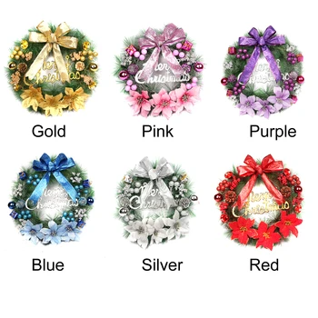 

New Hot Christmas Handmade Wreaths Artificial Garland with Bells Bowknot Xmas Front Door Wall Decoration USJ99
