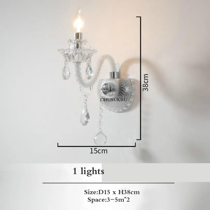 1 head wall lamp Европейская люстра, светодиодный хрустальный светильник, лампа для гостиной, роскошная свеча, лампа для столовой, простая Европейская лампа для спальни - Цвет абажура: 1 head wall lamp
