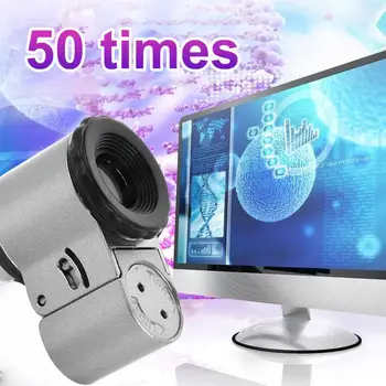 

Glass Lens Loupe Currency Detector Research Archaeology Reading 50X LED Lights Portable Durable Mini Magnifier Desktop School