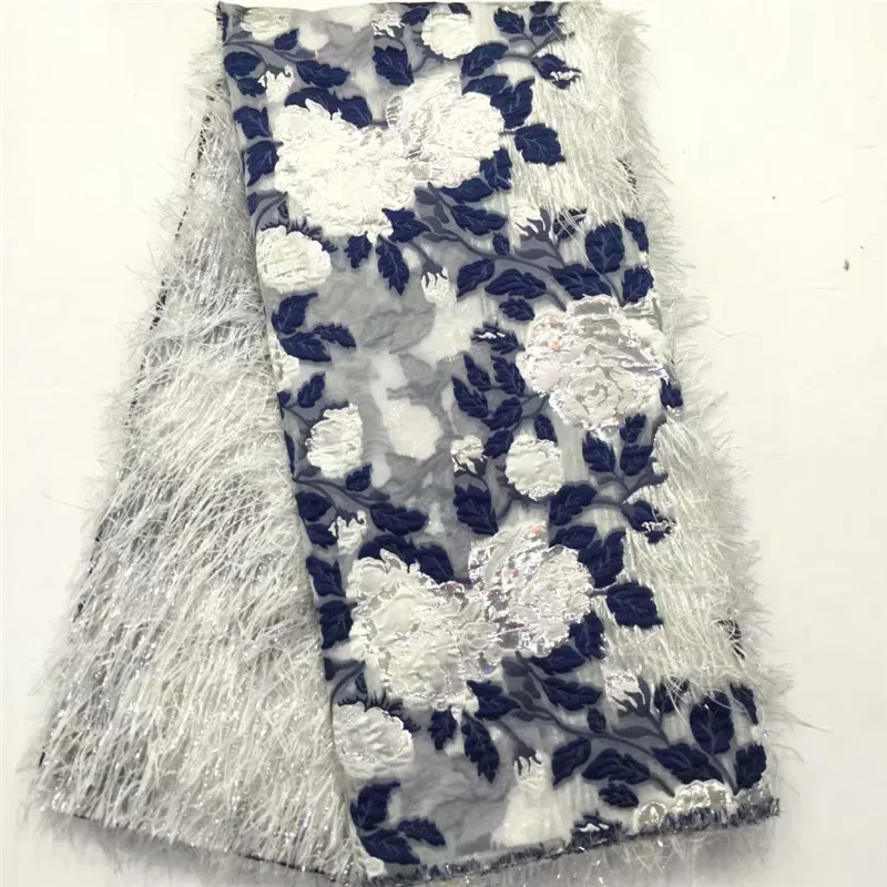 Лучшее качество жаккардовая ткань парча кружево африканские кисточки кружевная