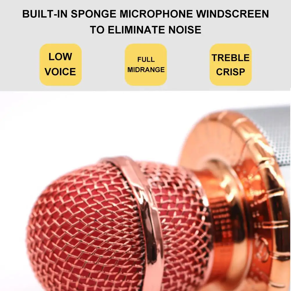WS 858L караоке Bluetooth микрофон Поддержка записи песни Micro USB порт портативный беспроводной микрофон с мигающими огнями
