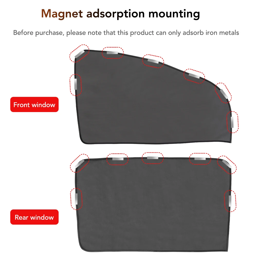 Rideau Voiture Anti-soleil Facile Installer Rideaux Magnétiques Pour Fenêtres Voiture - Protection Solaire, Anti-UV, Intimité, Noir, Installation Facile En 5 Secondes Cache Fenetre Voiture
