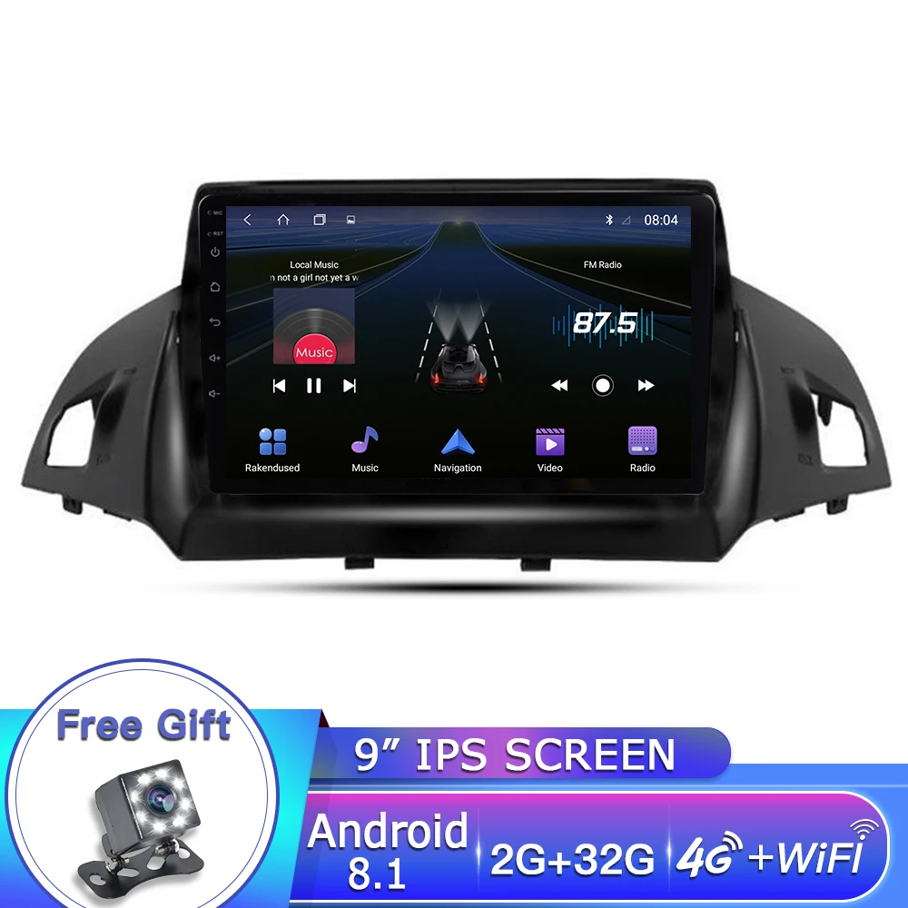 EKIY 9 ''2Din Android 8,1 Автомагнитола для Ford Kuga 2013- Автомобильный мультимедийный видео плеер Gps радио навигация 2din dvd-плеер - Цвет: 9inch TS8 2-32