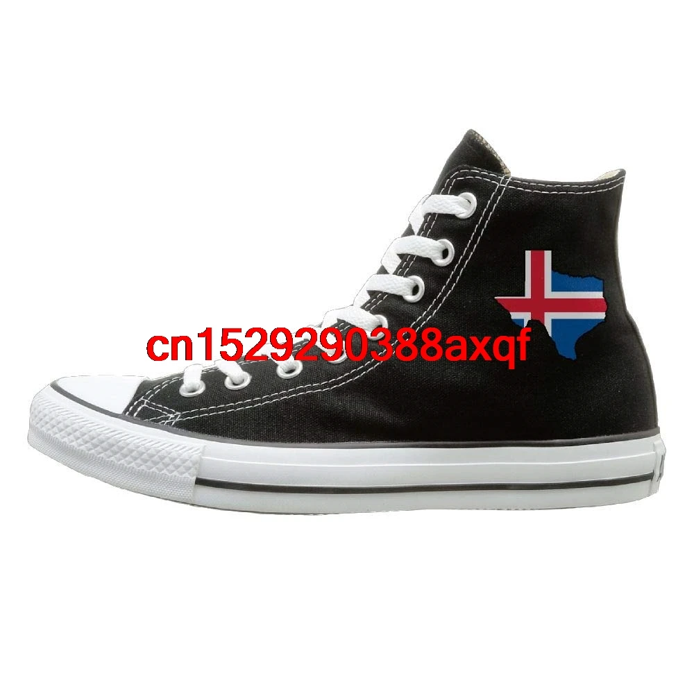 

Womens Mens Custom High-Top Lace Up Canvas Shoe,Iceland Flag Texas Map Canvas Sneaker For Boys Girls