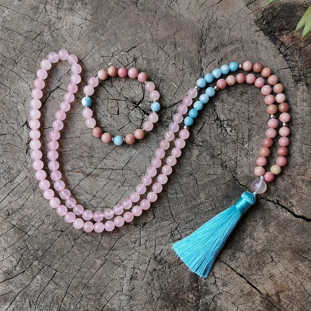 8mm Rose Quartz,Pink Beads For Jewelry Making JapaMala,Namaste Yoga Jewelry  Sets,Prayer Bead,Charms Necklace Women,108 Mala Bead - AliExpress