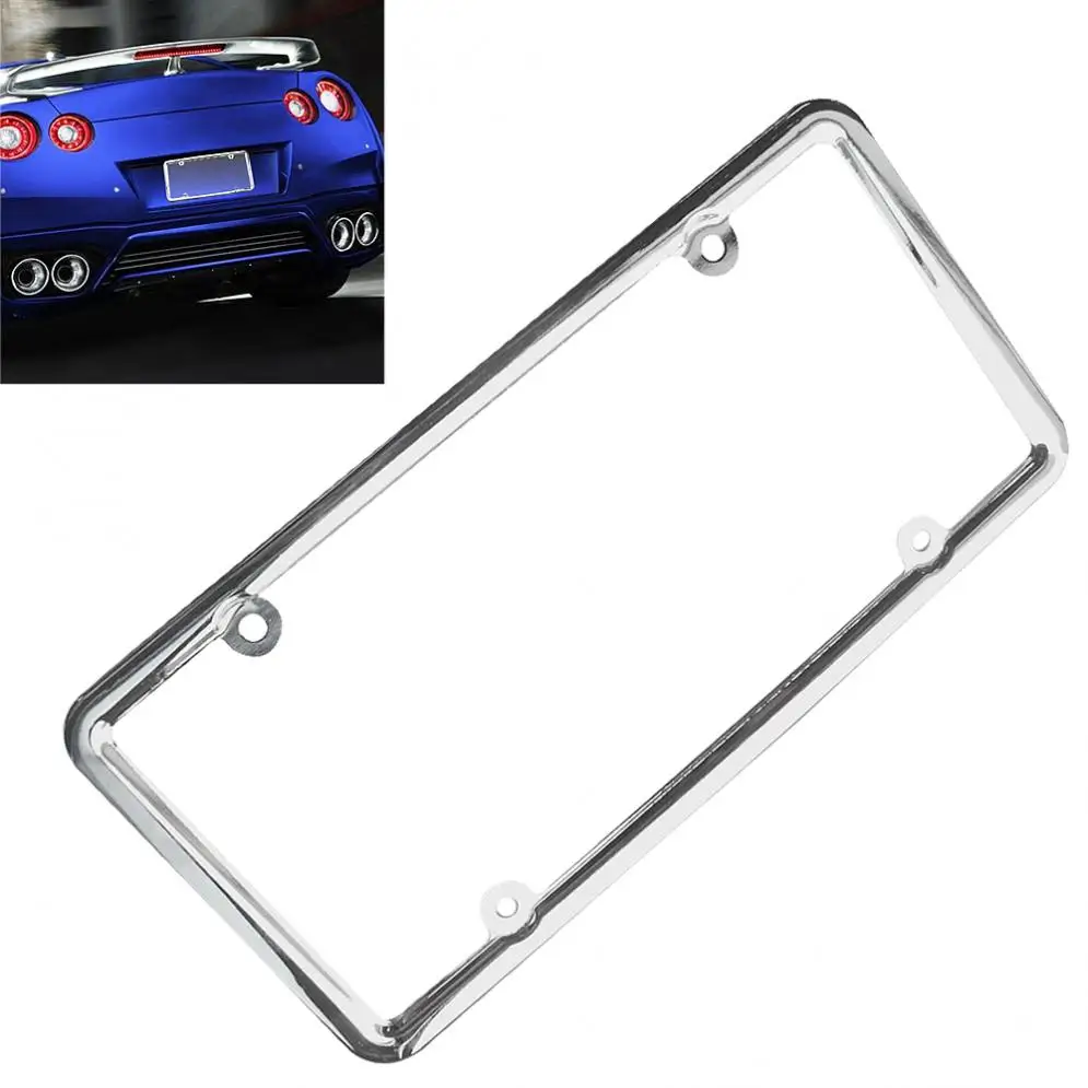 Universal Waterproof Car License Plate Box with Mirror Polished Chrome and Screw Cap for Most Cars