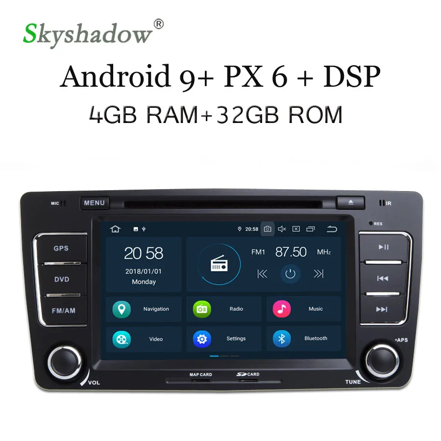 Excellent HD IPS Android 9.0 six Core 4GB RAM OBD Car DVD Player GPS Map WIFI RDS car Radio Bluetooth For VW Skoda Octavia 2009 - 2013 0