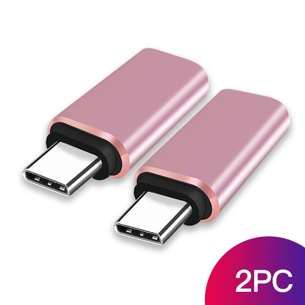 ACCEZZ 2 шт. Тип C адаптер Мужской до 8 Pin женский USB C быстрой зарядки Разъем синхронизации данных OTG конвертер для huawei P20 Pro Xiaomi - Цвет: 2PC Rose Gold