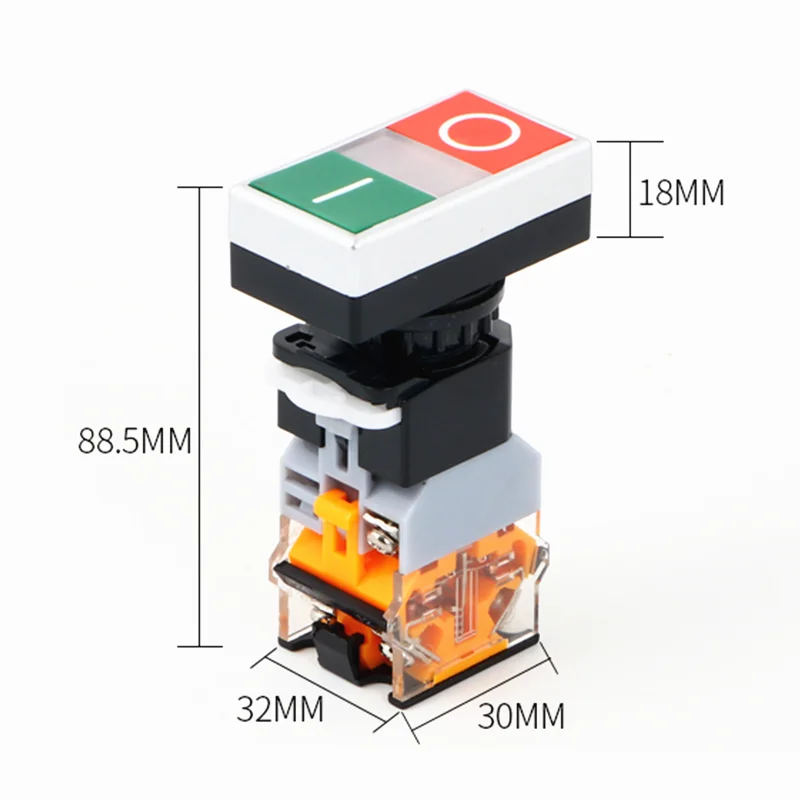 22mm Self-reset double-position double-head button switch Red-green band lamp LA38-11D/RG flat-end switch 22mm