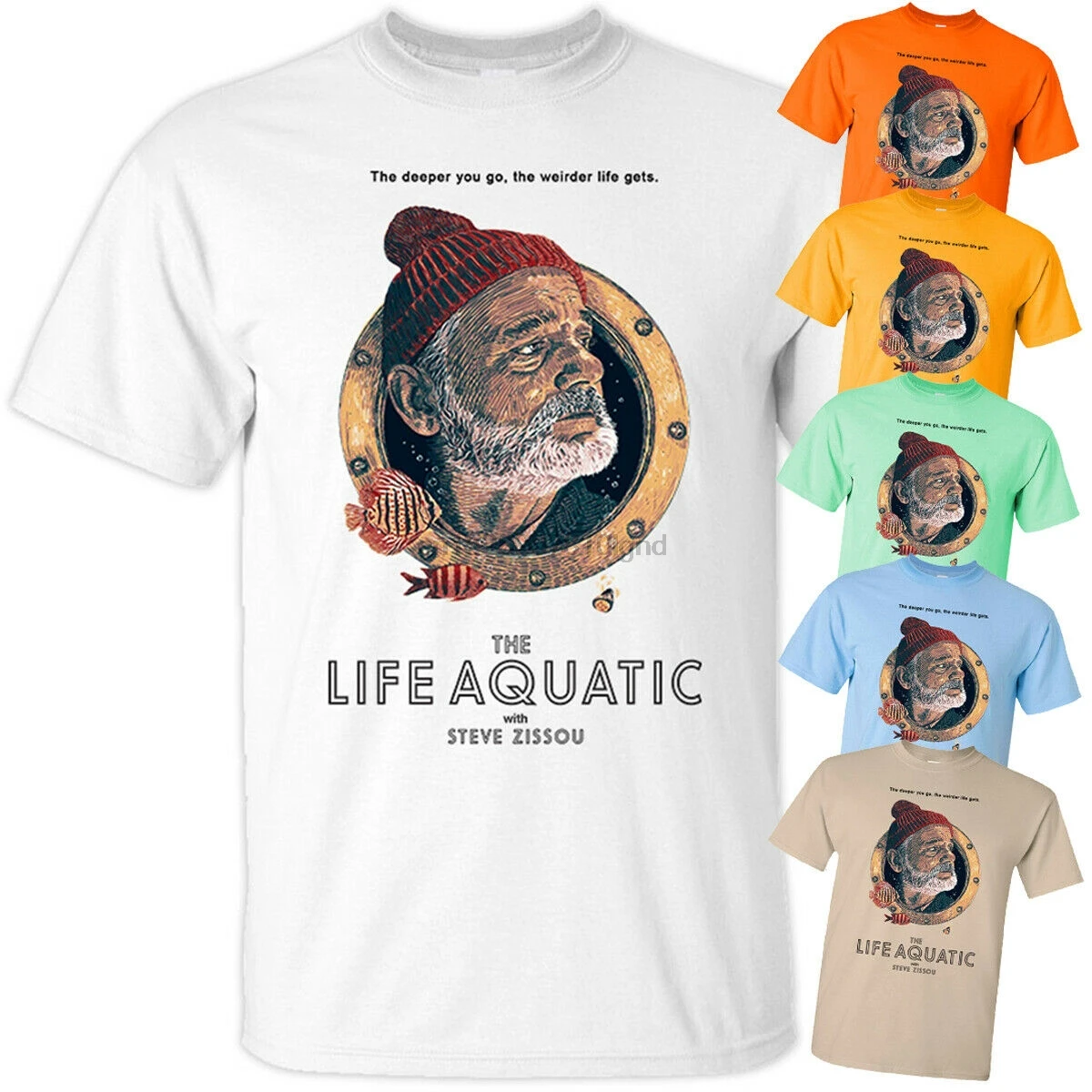 Футболка из фильма The Life Aquatic With Steve Zissou V1 белого цвета всех размеров S 5Xl | Мужская