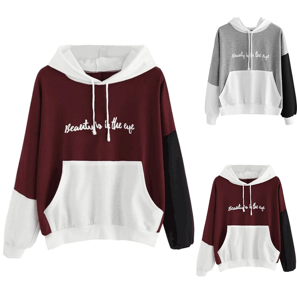 Женская толстовка с капюшоном Kpop пуловер длинным рукавом и надписью большие