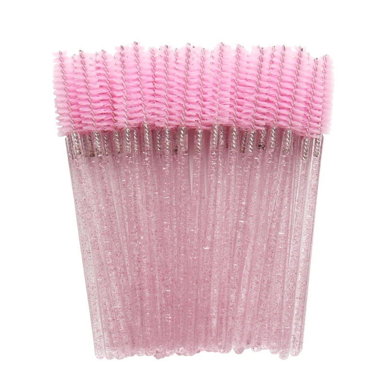 sh-br-p-pink 1/50 шт Блестящий одноразовый аппликатор для ресниц, палочки для завивки ресниц, набор кистей для туши для бровей, ложки для бровей-расческа, палочки, кисти для завивки - Handle Color: sh-br-p-pink