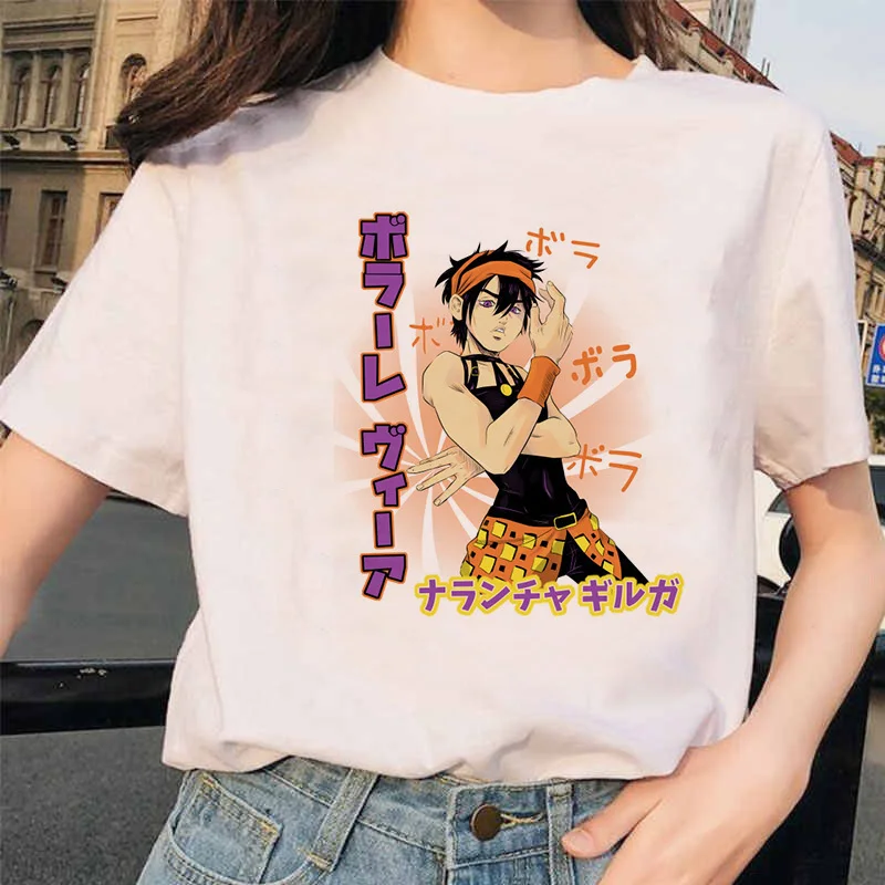 Японское аниме JoJo Необычные Приключения Забавные футболки для мужчин и женщин с принтом Футболка Повседневная Jojo футболка хип-хоп топ тройники Женские