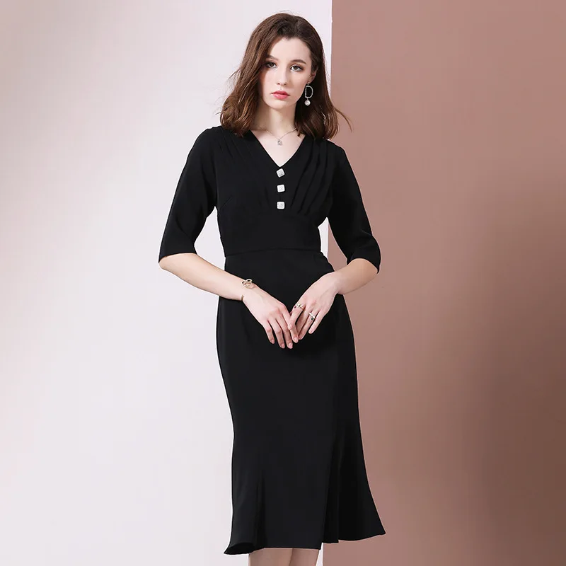 Autumn Winter Casual Evening Party Black Dresses For Women Vestidos De Festa High Quality Slim Female Dress New Arrival