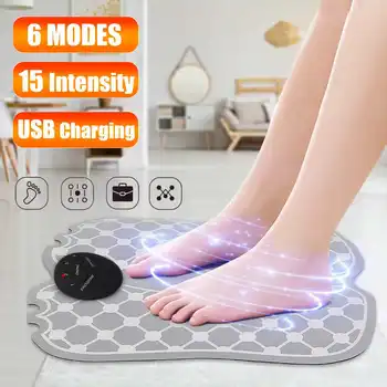 

KIFIT Portable EMS Foot Massager USB Rechargeable Feet Muscle Stimulator Massage Mat Pad 6 Modes Foldable PU Foot Massager
