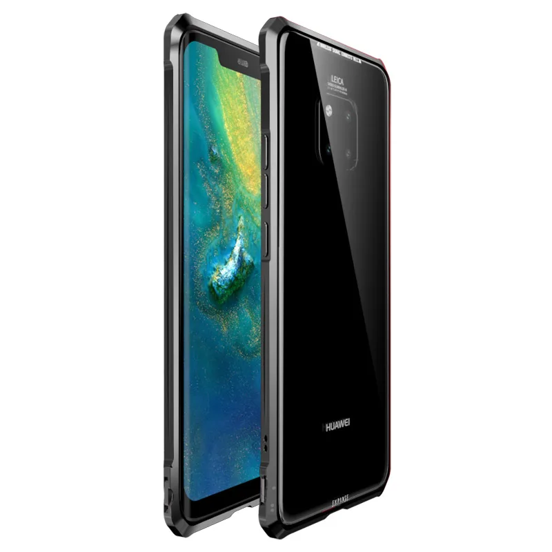 Nohon чехол с металлической рамкой для huawei mate 20 Pro, прозрачная задняя крышка из закаленного стекла для huawei mate 20 X mate 20 Lite, алюминиевый бампер - Цвет: Черный