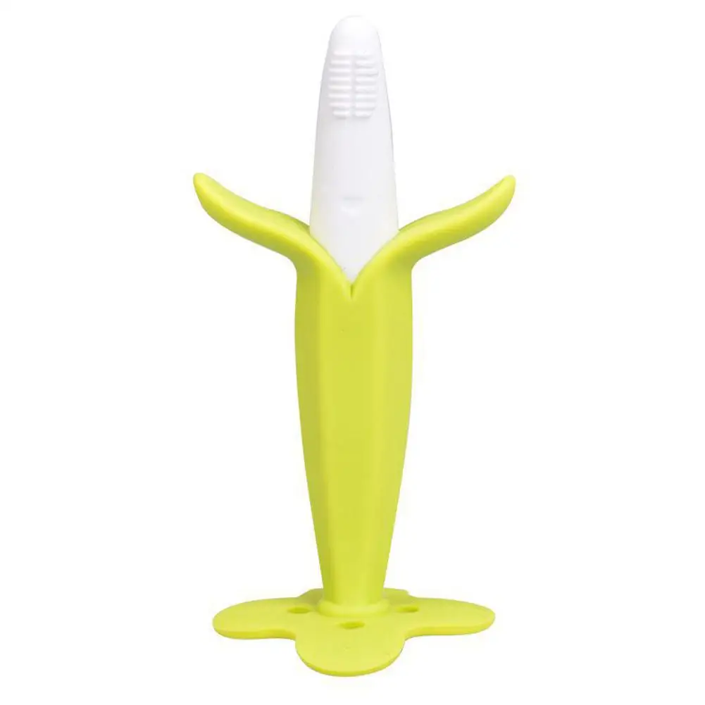 LeadingStar Baby silicone tooth gel baby banana corn fruit silicone tooth grinding stick toy - Color: Green banana
