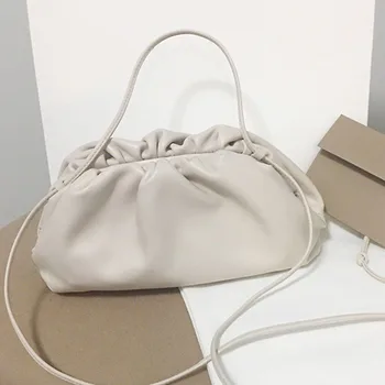 

Pleats Shoulder Cross Bag Dumpling Frame Type Soft Faux Leather Handbag Multifunctional Large Capacity Waterproof Bags