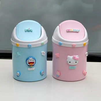 

Hello Kitty Mini Garbage Bin Waste Basket Office Desktop Small Trash Can Flip with Lid Dining Coffee Table Car Waste Bin Recycle