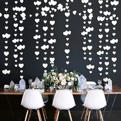 Elegant Love Pink and Gold Glitter Heart Garland for Weddings, Birthdays, and Bridal Showers (White 13Ft)