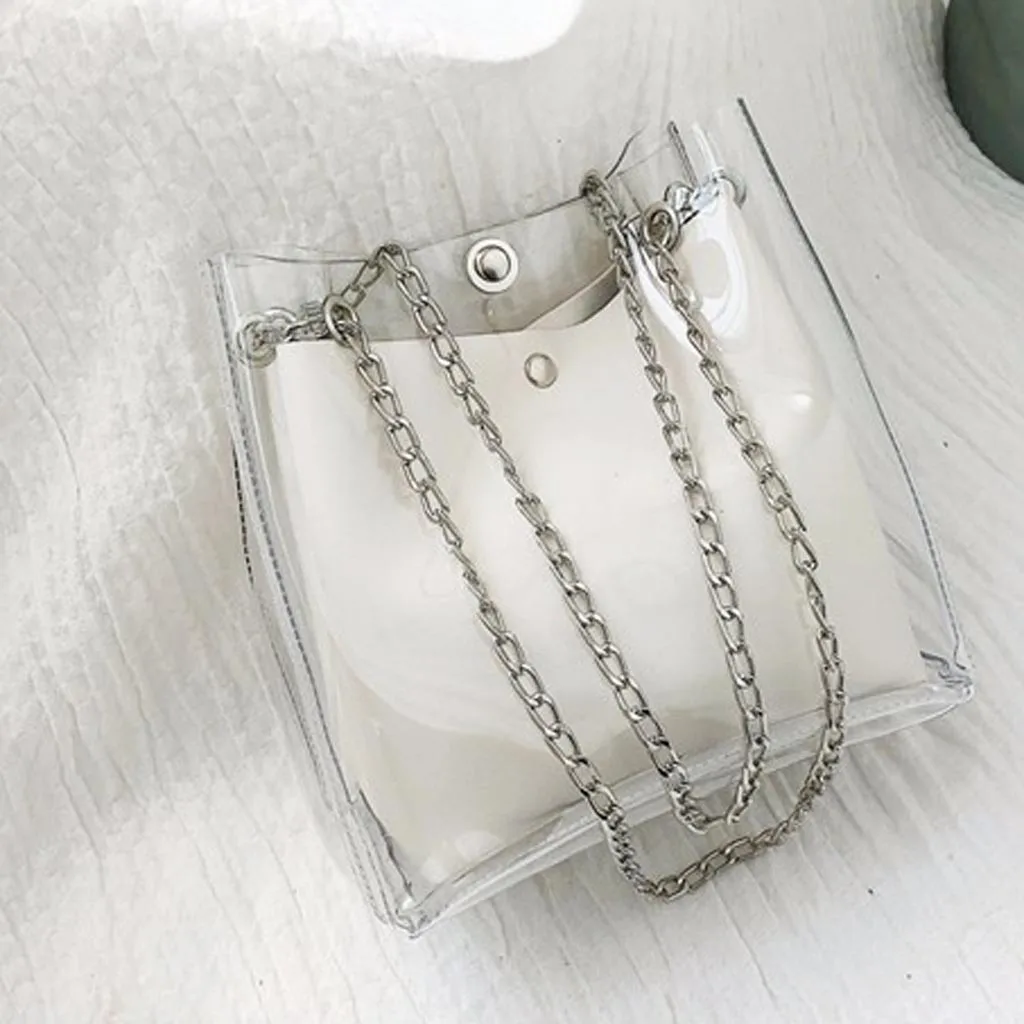 30 # Женские Маленькие Прозрачные сумки-ведра сумка-тоут на цепочке сложная