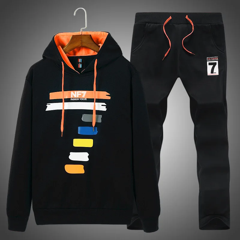 

2018 Autumn Men Hoodie Suit Large Size Teenager Korean-style Hooded Students Casual Spring Clothing Sports Two-Piece Set