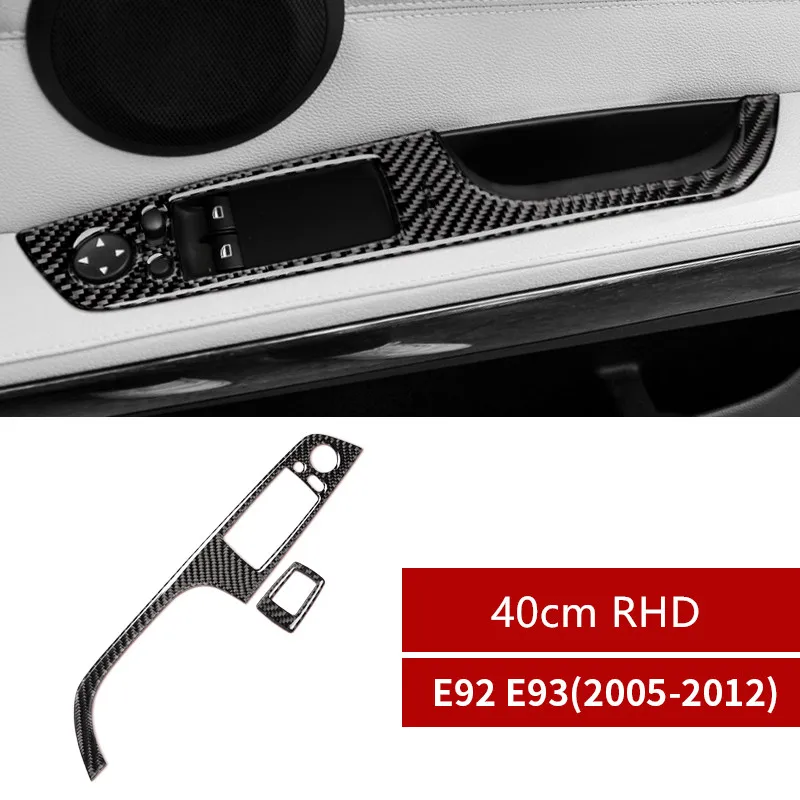 Углеродное волокно двери подлокотник кнопки для окон рамка декоративная накладка для BMW 3 серии E90 E92 E93 RHD LHD аксессуары для интерьера - Название цвета: E92 E93 RHD