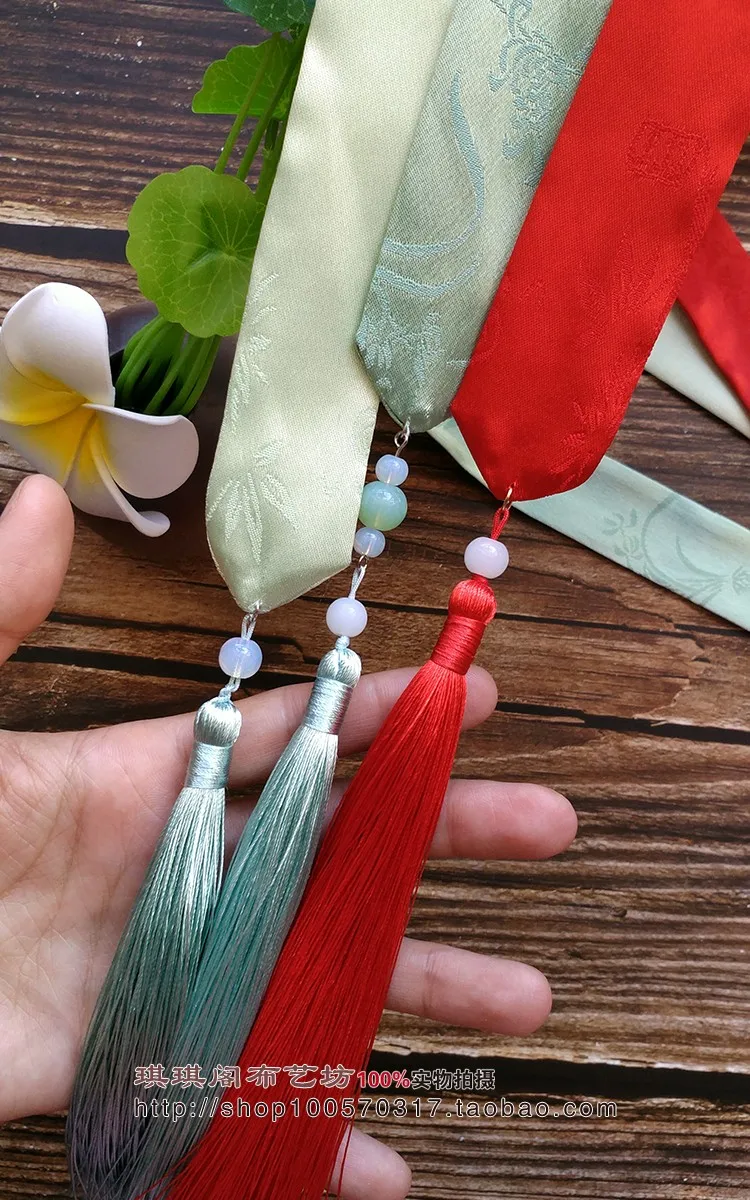 Hanfu повязка для волос древняя стильная повязка на голову кисточка стример сплошной цвет для мужчин и женщин повязка для волос с кисточками вытирая аксессуары для волос