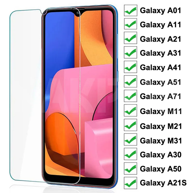 De vidrio templado para Samsung Galaxy A01 A11 A21 A31 A41 A51 A71 Protector de pantalla de vidrio A21S M11 M21 M31 A30 A50 protectora de vidrio
