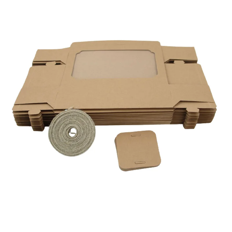 20 Boîtes Cadeau Kraft Avec Fenêtre - 9,5x9,5x3,5 Cm - Parfaites Pour Biscuits, Bonbons, Cadeaux