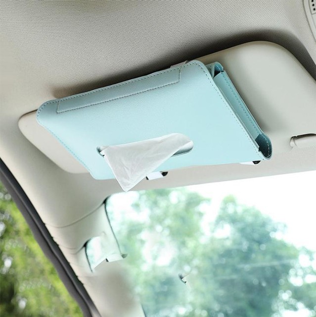 Holder Interior Storage Decoration Leather Tissue Organizer Box Blue White Fashion