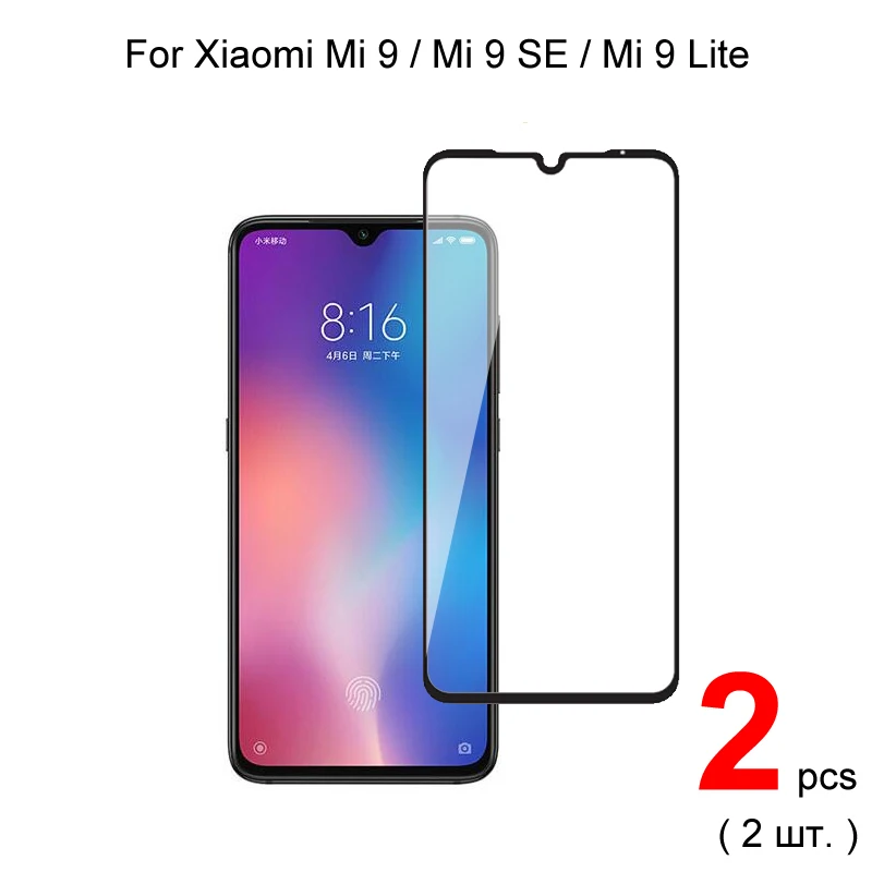 2 pçs cobertura completa de vidro temperado para xiaomi mi 9 se/mi 9 pro/mi 9 lite vidro temperado protetor de tela de proteção