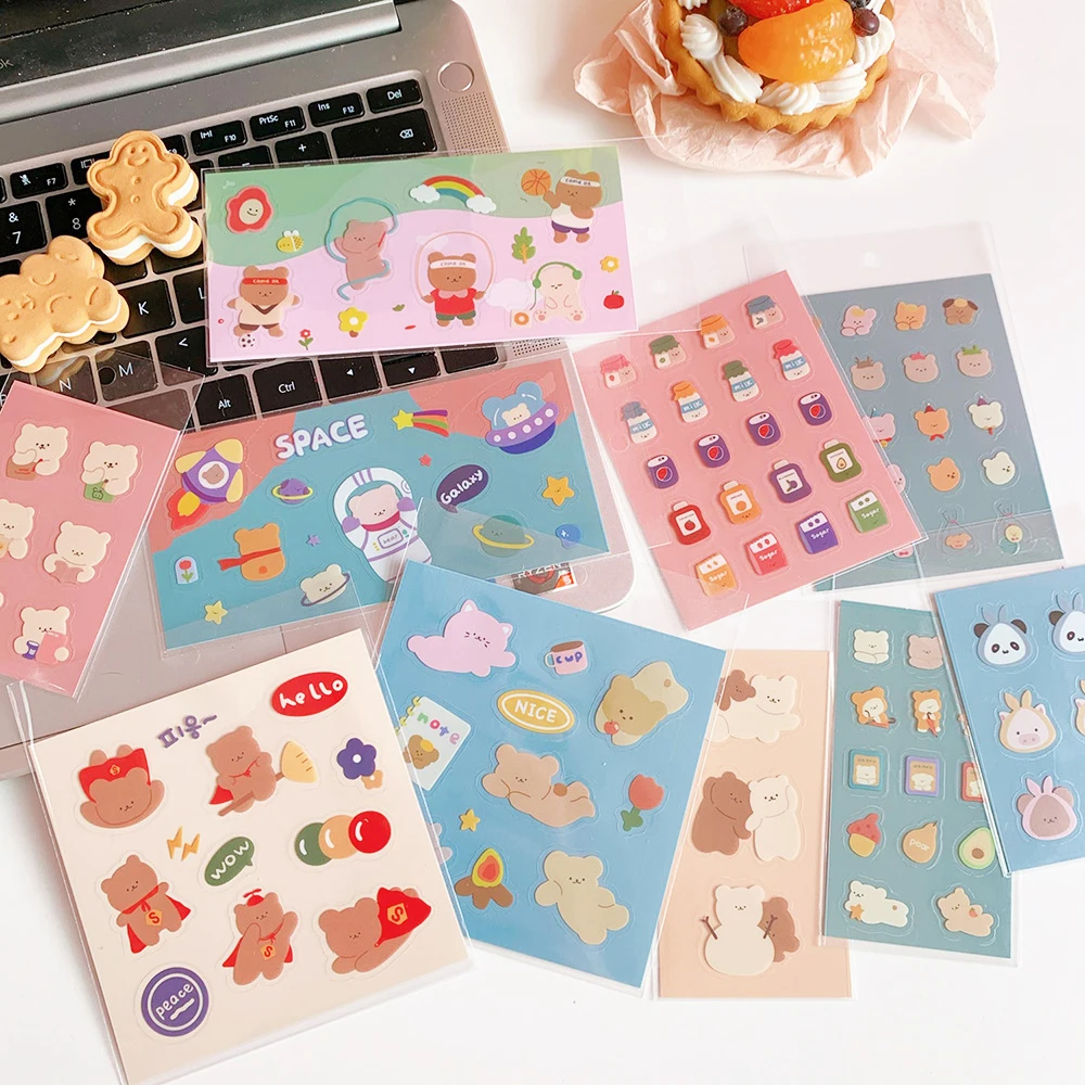 Корейский мультфильм Космос медведь холодный напиток фотография счастливая