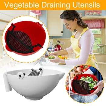 

360 Degree Rotating Water Basket Water Filter Seasoning Fruit Mixing Kreative Kunststoff Drain Korb Reis Waschen Filter New