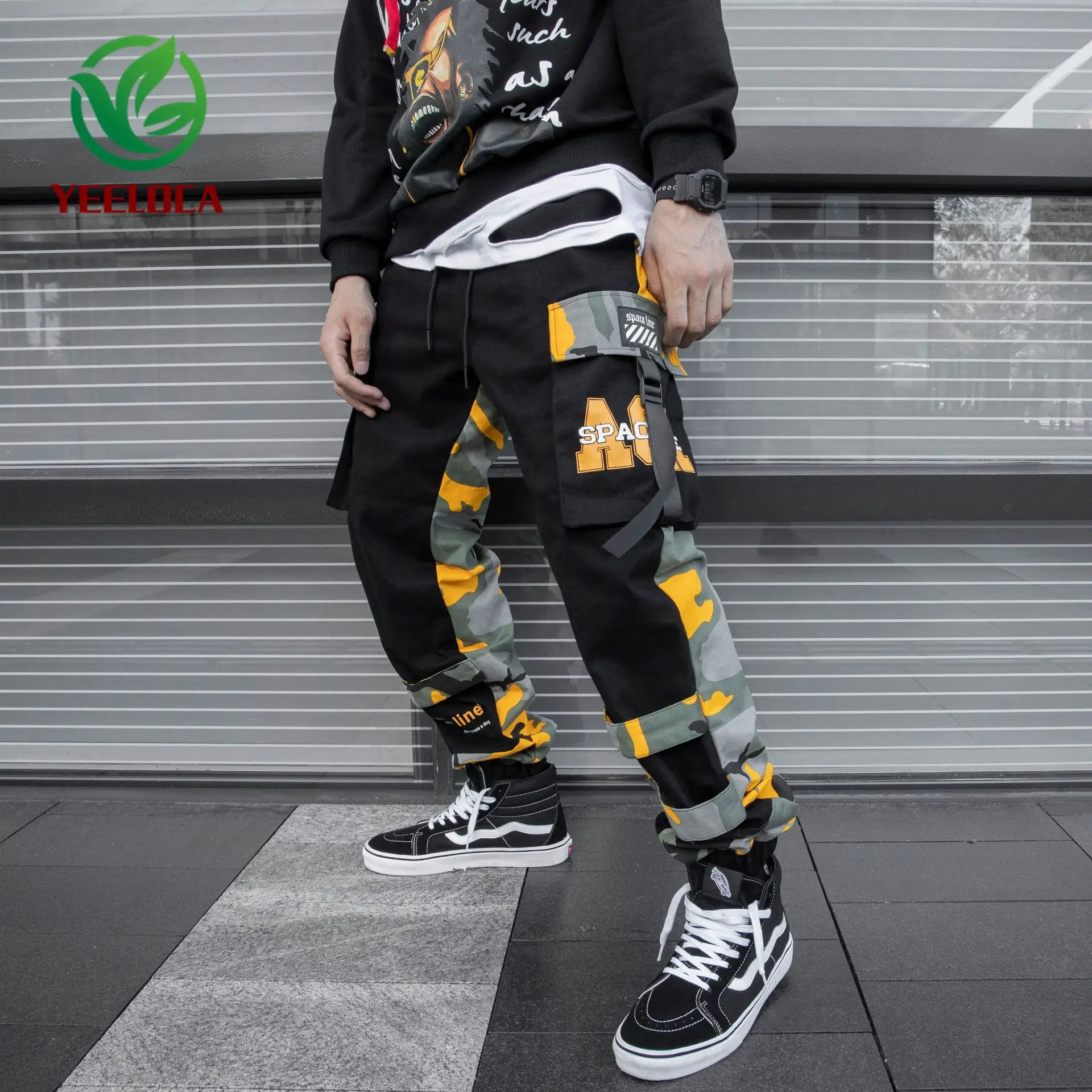 

2019 Autumn Winter Camouflage Pants Men's Overalls Hiphop Hip Hop Pants Trend Stitching Loose High Quality Pants Tall Pants